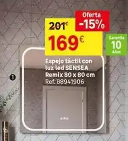 Leroy Merlin Senseo - espejo táctil con luz led remix 80 x 80 cm oferta