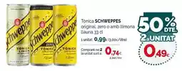 Condis Schweppes - tonica original, zero o amb limona oferta