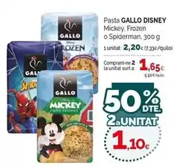 Condis Gallo - pasta mickey, frozen o spiderman oferta