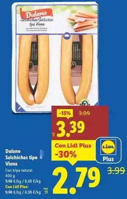 Lidl Dulano - salchichas tipo viena oferta