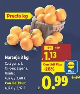 Lidl Naranja 3 kg oferta
