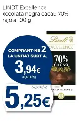 Keisy LINDT Excellence xocolata negra cacau 70% rajola oferta