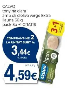 Keisy CALVO tonyina clara amb oli d'oliva verge Extra llauna 60 g pack-3u +1 oferta