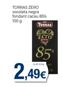 Keisy TORRAS ZERO xocolata negra fondant cacau 85% oferta