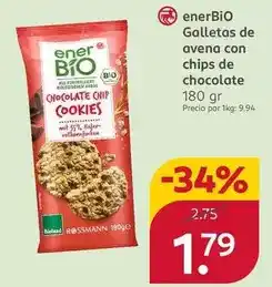 Rossmann Bio - galletas de avena con chips de chocolate oferta