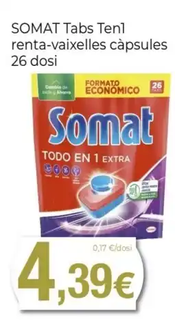 Keisy SOMAT Tabs Tenl renta-vaixelles càpsules 26 dosi oferta