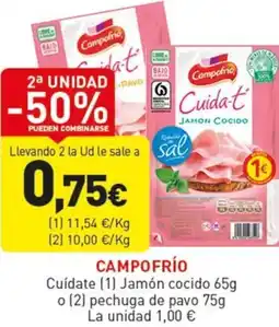 Hiperber CAMPOFRÍO Cuídate Jamón cocido o pechuga de pavo oferta