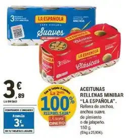 E.Leclerc LA ESPAÑOLA Aceitunas rellenas minibar oferta