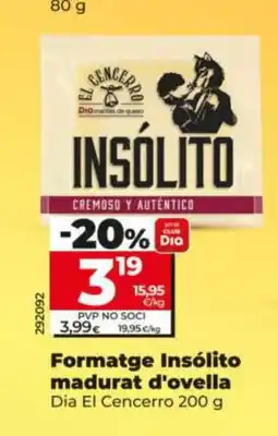 Dia DIA EL CENCERRO Formatge Insólito madurat d'ovella oferta