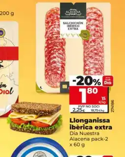 Dia DIA NUESTRA ALACENA Llonganissa ibèrica extra oferta
