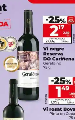 Dia GERALDINO Vi negre Reserva DO Cariñena oferta