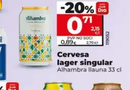 Dia ALHAMBRA Cervesa lager singular oferta