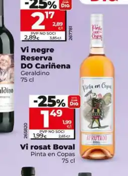 Dia PINTA EN COPAS Vi rosat Boval oferta