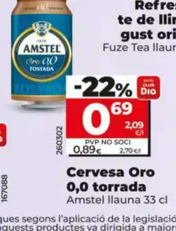Dia AMSTEL Cervesa Oro 0,0 torrada oferta