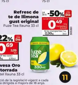 Dia FUZE TEA Refresc de te de llimona gust original oferta