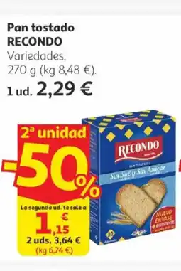 Alcampo RECONDO Pan tostado oferta