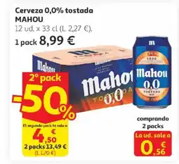 Alcampo MAHOU Cerveza 0,0% tostada oferta
