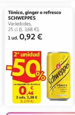 Alcampo SCHWEPPES Tónica, ginger o refresco oferta