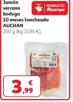 Alcampo AUCHAN Jamón serrano bodega 10 meses loncheado oferta