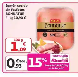 Alcampo BONNATUR Jamón cocido sin fosfatos oferta