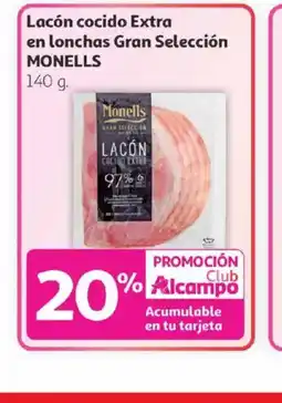 Alcampo MONELLS Lacón cocido Extra en lonchas Gran Selección oferta