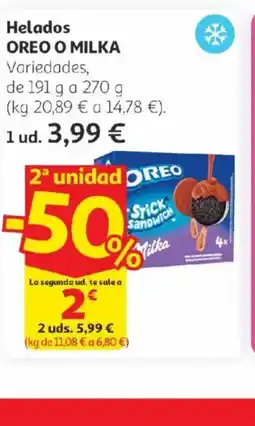 Alcampo OREO O MILKA Helados oferta