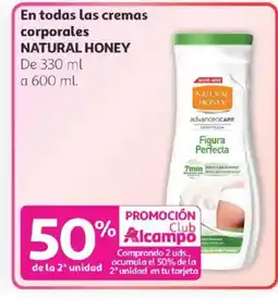 Alcampo NATURAL HONEY En todas las cremas corporales oferta