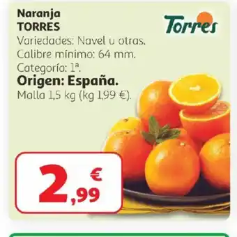 Alcampo TORRES Naranja oferta