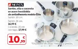 Alcampo MONIX Sartén, olla o cacerola en acero inoxidable sin antiadherente modelo Élite oferta