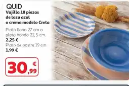 Alcampo QUID Vajilla 18 piezas de loza azul o crema modelo Creta oferta