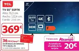 Alcampo TCL TV 55" 55P7K oferta