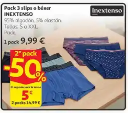 Alcampo INEXTENSO Pack 3 slips o bóxer oferta