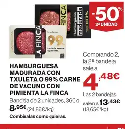 Supercor LA FINCA Hamburguesa madurada con txuleta o 99% carne de vacuno con pimienta oferta
