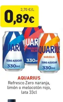 Hiperber AQUARIUS Refresco Zero naranja, limón o melocotón rojo, lata oferta