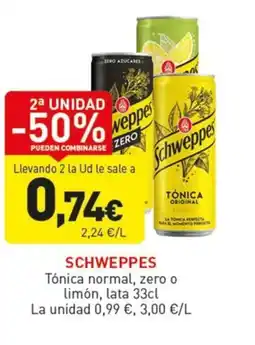 Hiperber SCHWEPPES Tónica normal, zero o limón oferta
