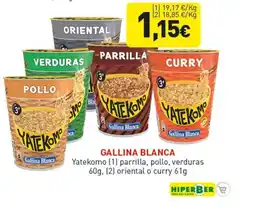 Hiperber GALLINA BLANCA Yatekomo parrilla, pollo, verduras oferta