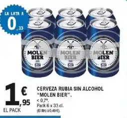 E.Leclerc MOLEN BIER Cerveza rubia sin alcohol oferta