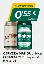 Masymas Mahou - cerveza clasica o san miguel especial oferta