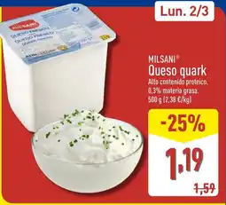 ALDI MILSANI Queso quark oferta