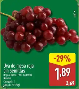 ALDI Uva de mesa roja sin semillas oferta