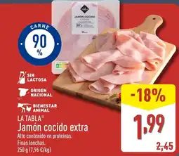 ALDI LA TABLA Jamón cocido extra oferta
