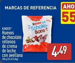ALDI KINDER Huevos de chocolate rellenos de crema de leche con avellana oferta