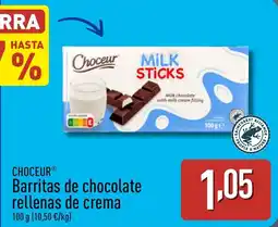 ALDI CHOCEUR Barritas de chocolate rellenas de crema oferta