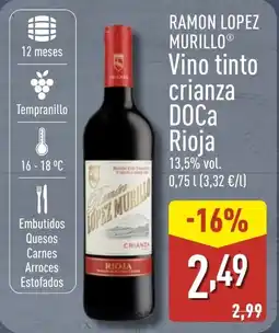 ALDI RAMON LOPEZ MURILLO Vino tinto crianza DOCa Rioja oferta