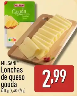 ALDI MILSANI Lonchas de queso gouda oferta