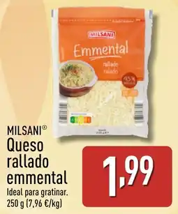 ALDI MILSANI Queso rallado emmental oferta