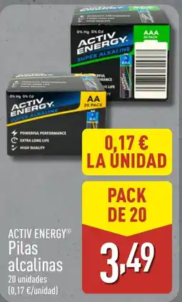 ALDI ACTIV ENERGY Pilas alcalinas oferta