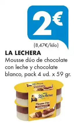 Supermercados Lupa LA LECHERA Mousse dúo de chocolate con leche y chocolate blanco oferta