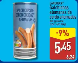 ALDI LANDBECK Salchichas alemanas de cerdo ahumadas oferta