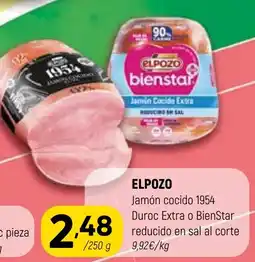 Coviran ELPOZO Jamón cocido 1954 Duroc Extra o BienStar reducido en sal al corte oferta